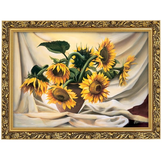 Obraz w złotej ramie Makówka w rozmiarze 50x70 cm - Słoneczniki, E. Misiewicz POSTERGALERIA