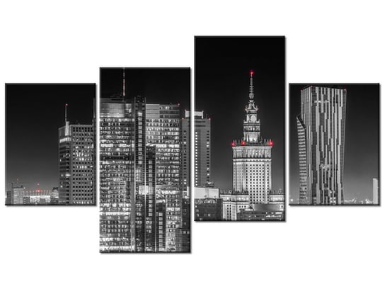 Obraz Warszawa nocą, 4 elementy, 120x70 cm Oobrazy
