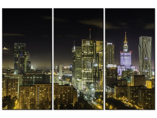 Obraz Warszawskie śródmieście nocą, 3 elementy, 90x60 cm Oobrazy