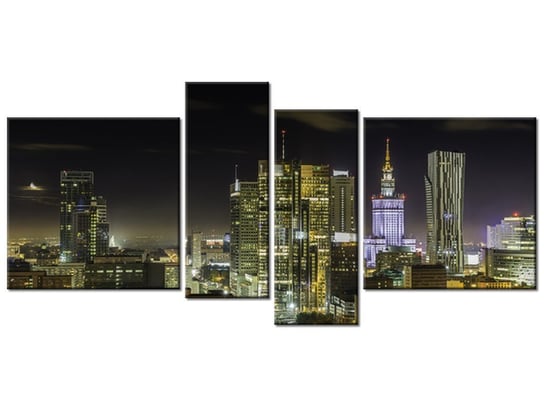 Obraz Warszawskie śródmieście nocą, 4 elementy, 120x55 cm Oobrazy