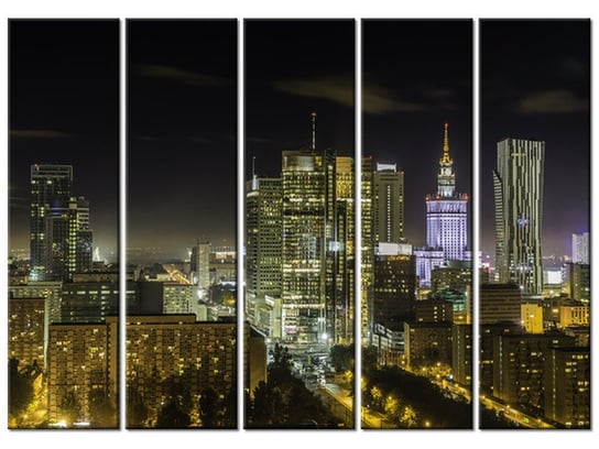 Obraz Warszawskie śródmieście nocą, 5 elementów, 225x160 cm Oobrazy