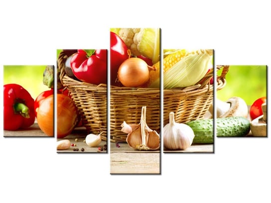 Obraz Warzywa organiczne, 5 elementów, 125x70 cm Oobrazy
