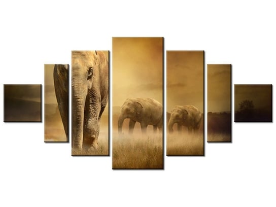 Obraz Wędrujące słonie, 7 elementów, 200x100 cm Oobrazy