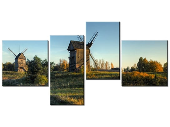 Obraz Wiatraki w Polsce, 4 elementy, 140x70 cm Oobrazy