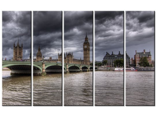 Obraz Widok na most Westminster Bridge, 5 elementów, 100x63 cm Oobrazy