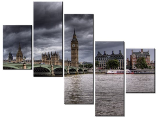 Obraz Widok na most Westminster Bridge, 5 elementów, 100x75 cm Oobrazy