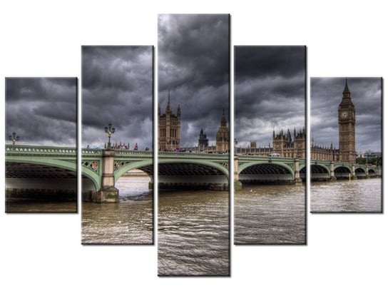 Obraz Widok na most Westminster Bridge, 5 elementów, 150x105 cm Oobrazy