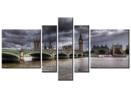 Obraz Widok na most Westminster Bridge, 5 elementów, 160x80 cm Oobrazy