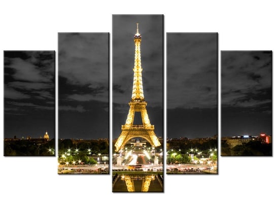 Obraz Wieczorne zdjęcie Wieży Eiffla, 5 elementów, 150x100 cm Oobrazy