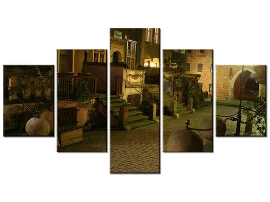 Obraz Wieczorny Gdańsk, 5 elementów, 125x70 cm Oobrazy