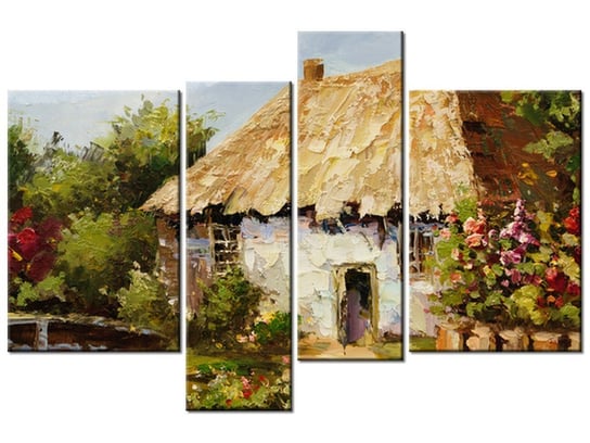 Obraz Wiejski domek, 4 elementy, 130x85 cm Oobrazy
