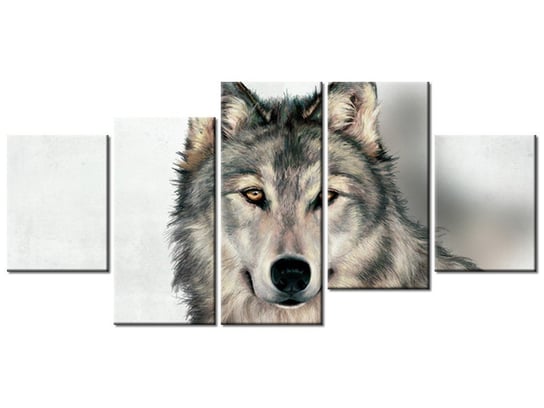 Obraz Wilk szary, 5 elementów, 150x70 cm Oobrazy