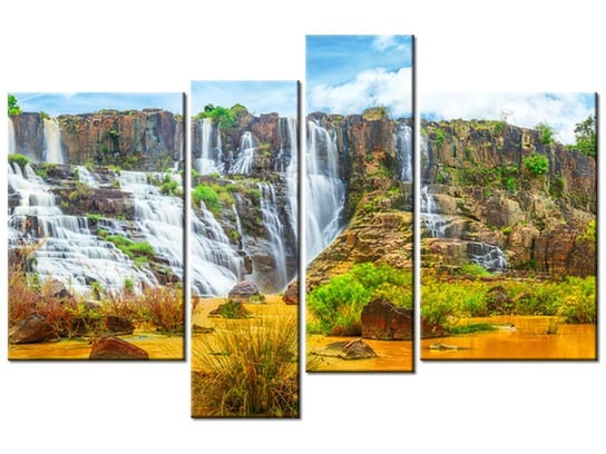 Obraz Wodopad Pongour w Wietnamie, 4 elementy, 130x85 cm Oobrazy