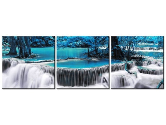 Obraz Wodospad Dong Pee Sua blue, 3 elementy, 90x30 cm Oobrazy
