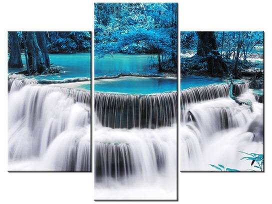 Obraz Wodospad Dong Pee Sua blue, 3 elementy, 90x70 cm Oobrazy