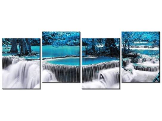 Obraz Wodospad Dong Pee Sua blue, 4 elementy, 120x45 cm Oobrazy