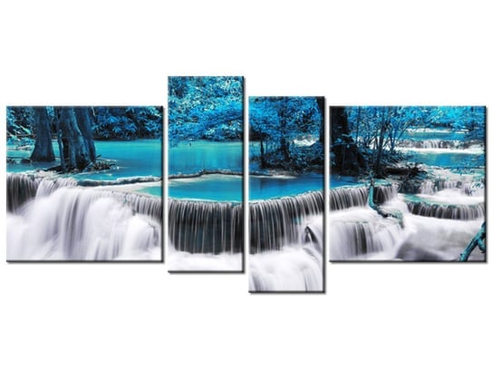 Obraz Wodospad Dong Pee Sua blue, 4 elementy, 120x55 cm Oobrazy