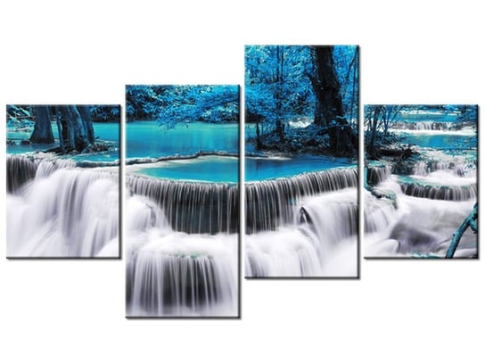 Obraz Wodospad Dong Pee Sua blue, 4 elementy, 120x70 cm Oobrazy