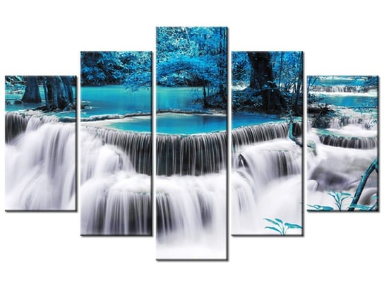 Obraz Wodospad Dong Pee Sua blue, 5 elementów, 100x63 cm Oobrazy