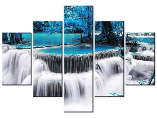 Obraz Wodospad Dong Pee Sua blue, 5 elementów, 100x70 cm Oobrazy
