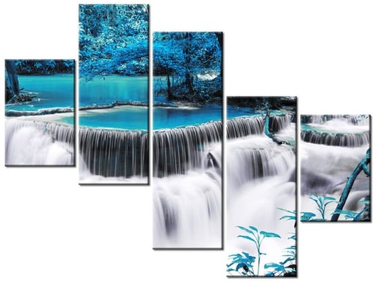 Obraz Wodospad Dong Pee Sua blue, 5 elementów, 100x75 cm Oobrazy