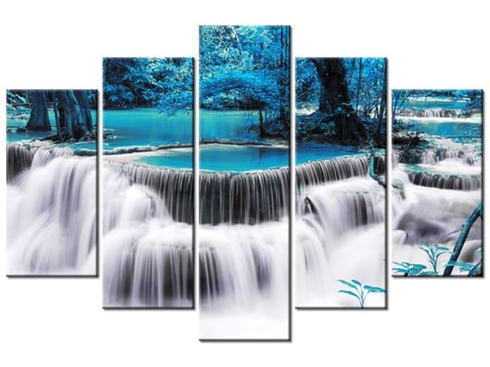 Obraz, Wodospad Dong Pee Sua blue, 5 elementów, 150x100 cm Oobrazy