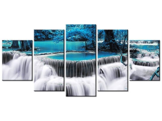Obraz Wodospad Dong Pee Sua blue, 5 elementów, 150x70 cm Oobrazy