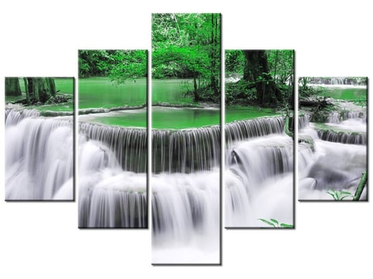 Obraz Wodospad Dong Pee Sua green, 5 elementów, 100x70 cm Oobrazy