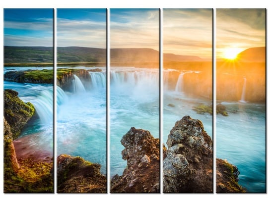 Obraz Wodospad Godafoss, 5 elementów, 225x160 cm Oobrazy