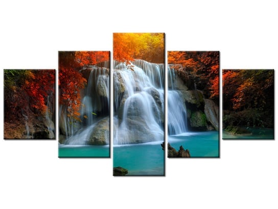 Obraz, Wodospad Huay Mae Kamin, 5 elementów, 150x80 cm Oobrazy
