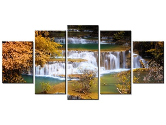Obraz Wodospad Huay Mae Khamin, 5 elementów, 150x70 cm Oobrazy