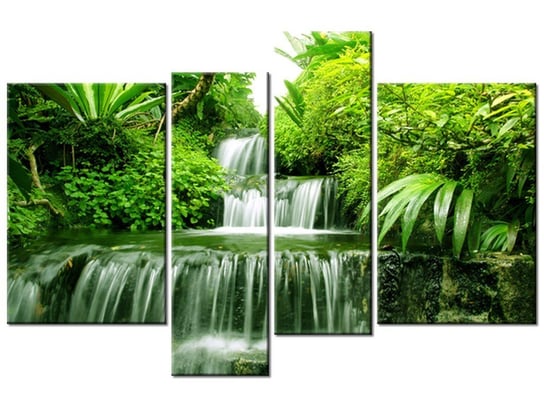 Obraz, Wodospad w lesie deszczowym, 4 elementy, 130x85 cm Oobrazy