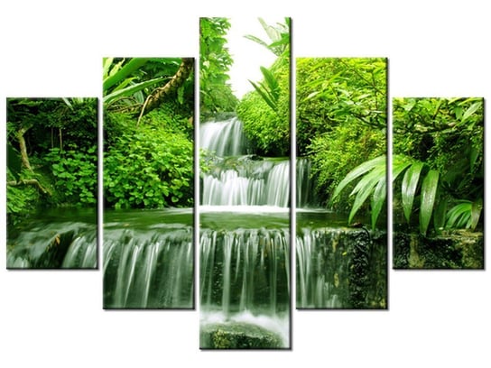 Obraz, Wodospad w lesie deszczowym, 5 elementów, 150x105 cm Oobrazy