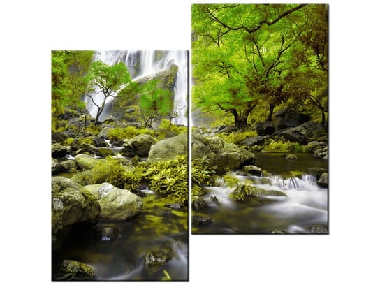 Obraz Wodospad w zieleni, 2 elementy, 60x60 cm Oobrazy