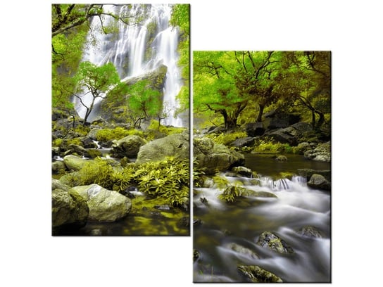 Obraz Wodospad w zieleni, 2 elementy, 60x60 cm Oobrazy