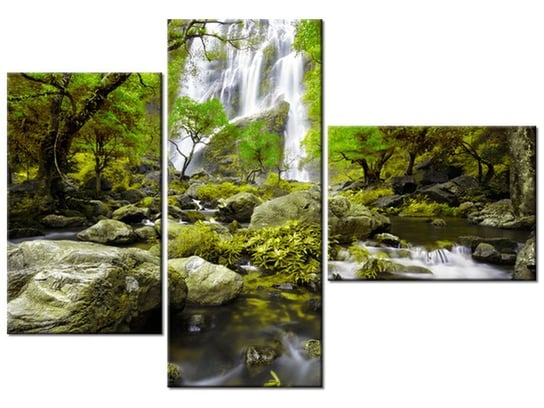 Obraz Wodospad w zieleni, 3 elementy, 100x70 cm Oobrazy