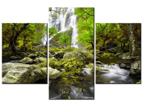 Obraz Wodospad w zieleni, 3 elementy, 90x60 cm Oobrazy