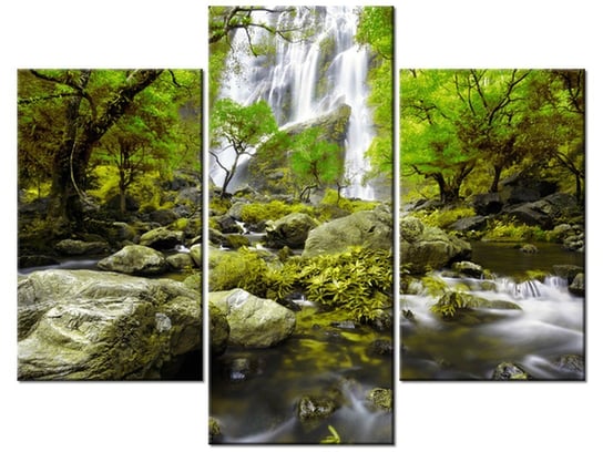 Obraz Wodospad w zieleni, 3 elementy, 90x70 cm Oobrazy