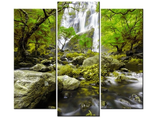 Obraz Wodospad w zieleni, 3 elementy, 90x80 cm Oobrazy