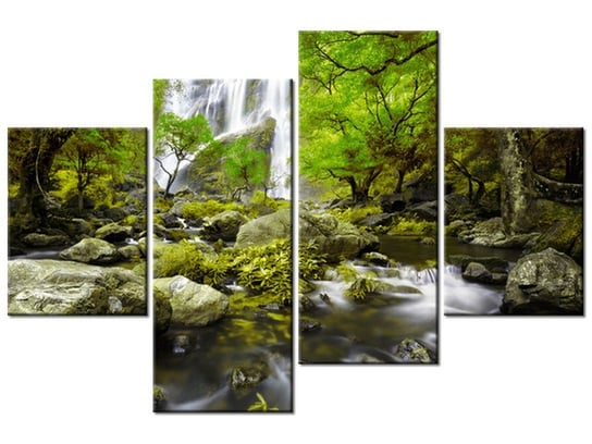 Obraz Wodospad w zieleni, 4 elementy, 120x80 cm Oobrazy