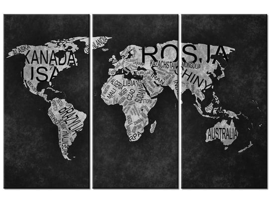Obraz World Map, 3 elementy, 90x60 cm Oobrazy