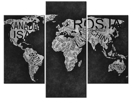 Obraz World Map, 3 elementy, 90x70 cm Oobrazy