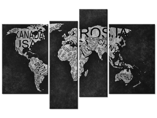 Obraz World Map, 4 elementy, 130x85 cm Oobrazy