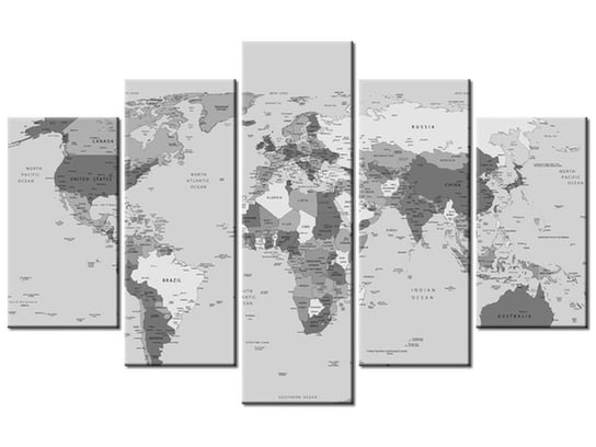 Obraz World map, 5 elementów, 100x63 cm Oobrazy