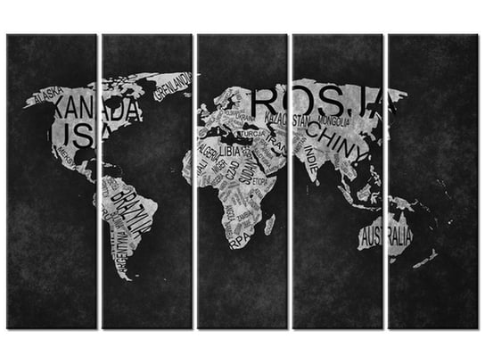 Obraz World Map, 5 elementów, 100x63 cm Oobrazy