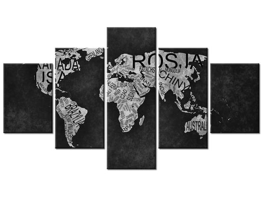 Obraz, World Map, 5 elementów, 125x70 cm Oobrazy