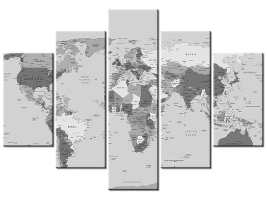 Obraz, World map, 5 elementów, 150x105 cm Oobrazy