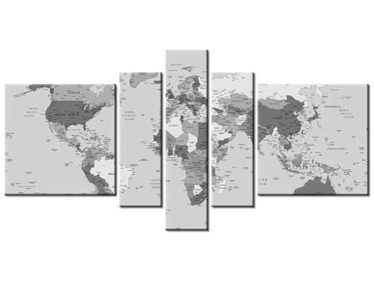 Obraz World map, 5 elementów, 160x80 cm Oobrazy