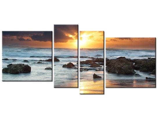 Obraz Wschód słońca nad oceanem, 4 elementy, 120x55 cm Oobrazy