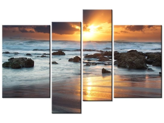 Obraz Wschód słońca nad oceanem, 4 elementy, 130x85 cm Oobrazy